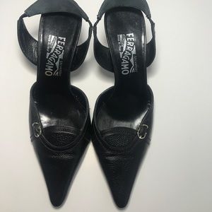 Ferragamo Black Slingback Heels